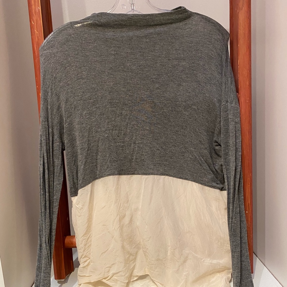Aritzia Long sleeve thin jersey material grey top with silk bottom